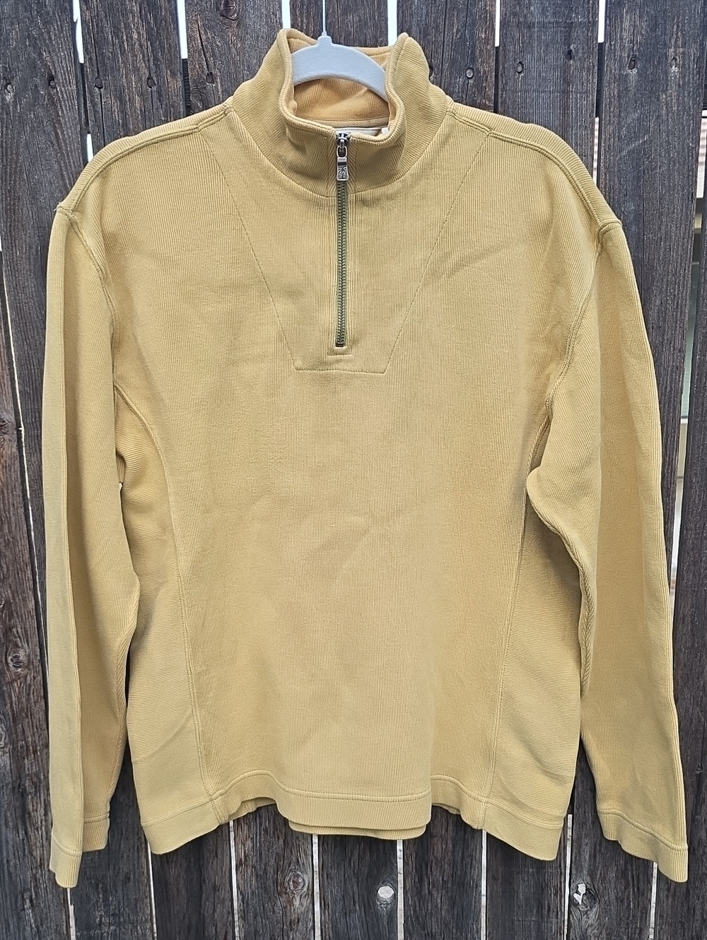 Tommy Bahama Half-Zip Pullover in Mustard Yellow Oversized